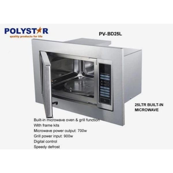 Polystar 25 Liters Built-In Stainless Steel Microwave | PV-BD25L