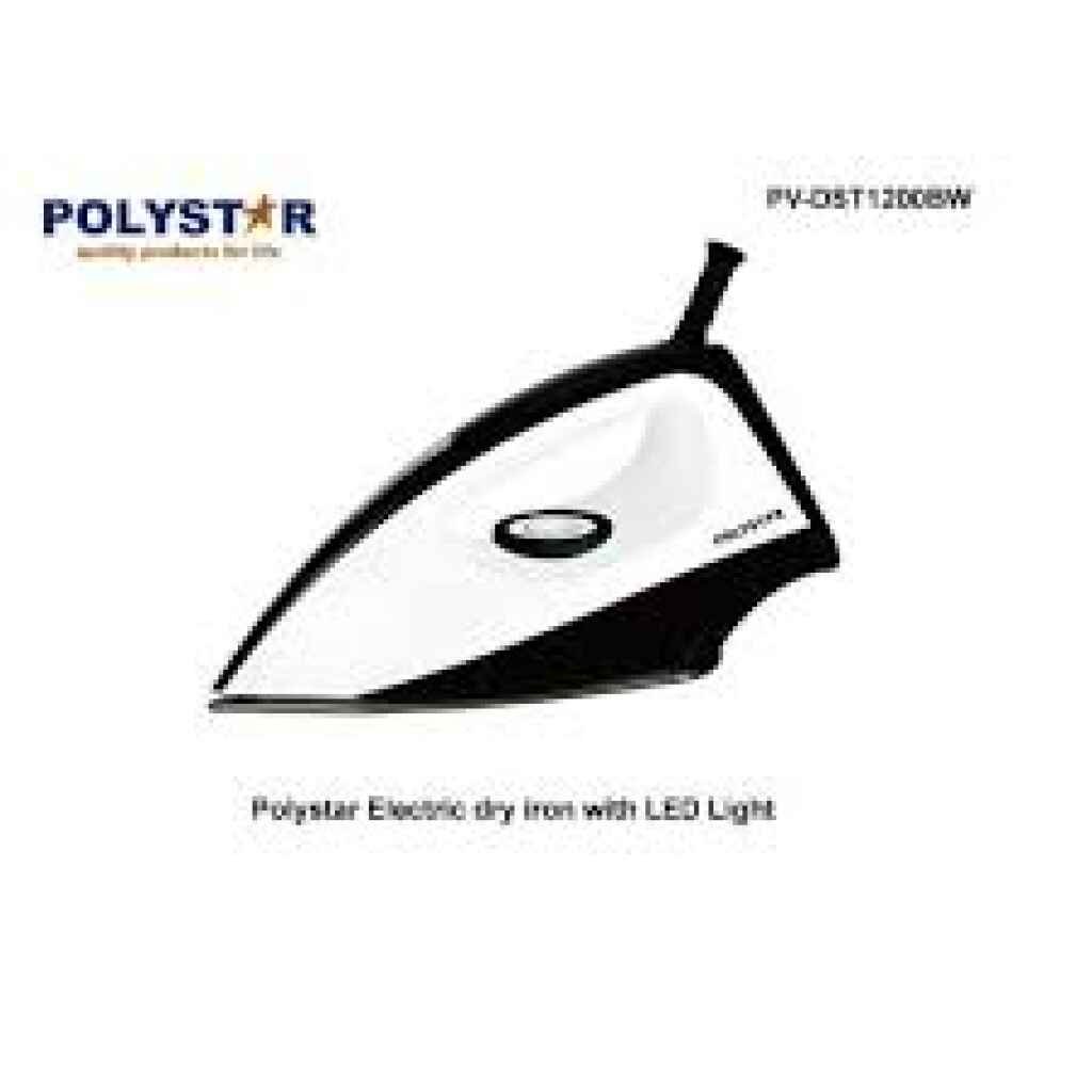 Polystar Electric Dry Iron With Led Light | PV-DST1200BW – muizadepower